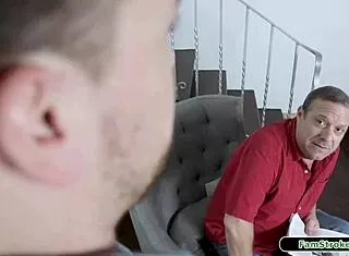 stepsis grabs stepbro's huge cock while showering together