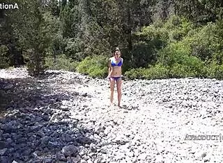 Mona Blue Masturbates Solo Outdoor Beach Toilet Public Teen Adventure
