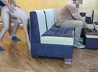 Fucking brother's wife while husband works laptop