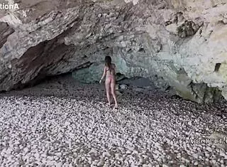 Mona Blue Masturbates Solo Outdoor Beach Toilet Public Teen Adventure