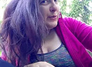 nicoletta pulls out big tits smoking public garden flash!