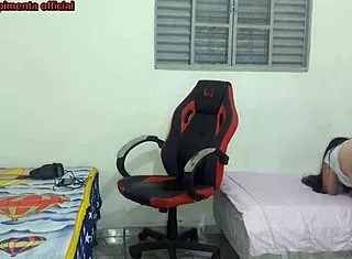 latina stepsis changes near stepbro then rides his cock on gamer chair