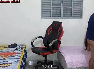 latina stepsis changes near stepbro then rides his cock on gamer chair