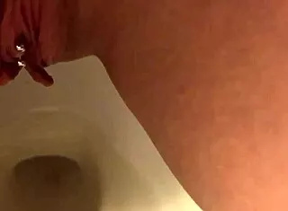 pretty brunette milf goddess pierces hairy pussy peeing solo homemade bathroom fetish