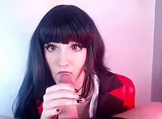 yumeko jambami teases slave deepthroat blowjob huge facial cumshot