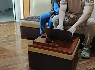 Fucking brother's wife while husband works laptop