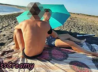 french teacher thrilled sucking huge cock beach