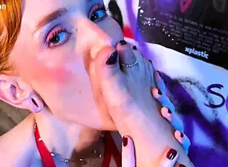 bia roman gags on medusas perfect polish toes in barefoot domination
