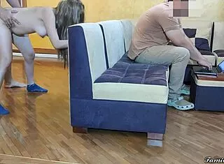 Fucking brother's wife while husband works laptop