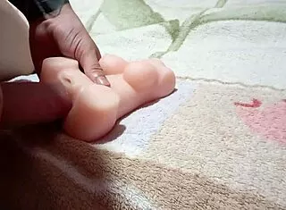 skinny tattoo guy bareback fucks fuck doll ass creampie in bedroom