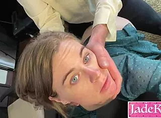 boss bends secretary over desk rips clothes face fucks deepthroats then creampies humiliated wet pussy in office