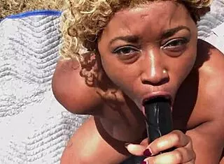 porsha carrera straps up big dildo to fuck nina rivera outdoors