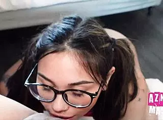 barely legal kaia martin pigtails gag on cock till facial cumshot!