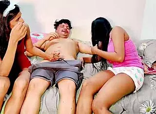 threesome bedroom cock sharing treat turns sexy quickie...