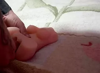 skinny tattoo guy bareback fucks fuck doll ass creampie in bedroom