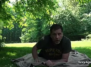 old man rams shaved blonde teen hard in public park