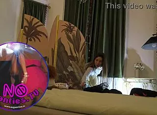 Sexy Brunette Babe Tries Lingerie Miniskirts Backstage Revealing Cute Ass And Panties
