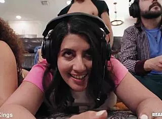 gamer girls switch to bent-over co-op doggystyle