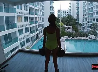 thai gym amateurs workout then hotel room hardcore cock pounding