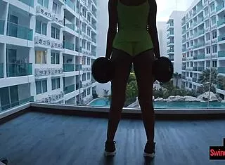 thai gym amateurs workout then hotel room hardcore cock pounding