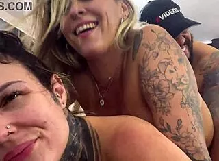 emo babe's wet pussy throbs in hot threesome moans