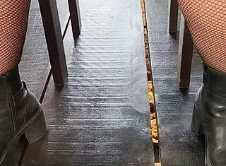 latina bbw's shaved fat pussy flashes upskirt no panties at bar!