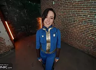 Wow! Horny Brunette Lucy Sucks Cock and Fucks Anally in Fallout Cosplay!