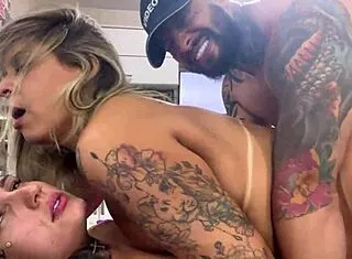 emo babe's wet pussy throbs in hot threesome moans
