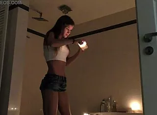 Bathroom Voyeur Catches Petite Teen Tits