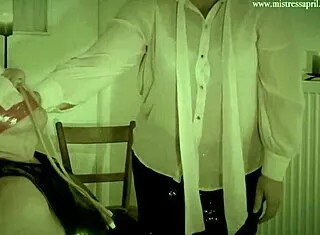 dominatrix mistress april electro-tortures bound slave in latex bdsm