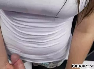 shaved euro amateur takes huge cock pounding in public outdoor cash sex spot