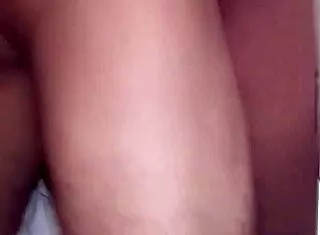 Curvy BBW girlfriend strips lingerie for first roommate fuck