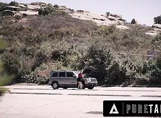 desperate hitchhiker kristen scott seduces criminal with sloppy doggystyle beaver lick
