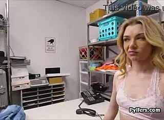 hey sexy freckled teen got caught spying at work now she's fucked hard