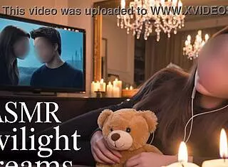 asmr teen moans wildly while stuffing huge dildo in wet pussy