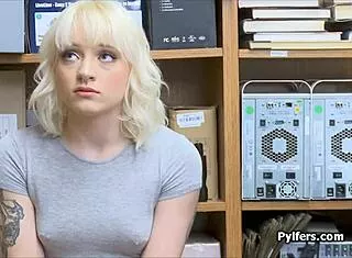 horny guard fucks petite tattooed blonde teen 18+ office hidden cam