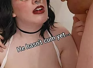 submissive wife deepthroats then takes facial cum on glasses