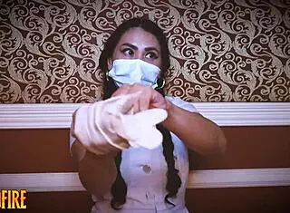 nurse's long latex gloves hide intriguing medical secrets