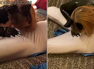 Granny catwoman deepthroats batman's cock in cosplay pov