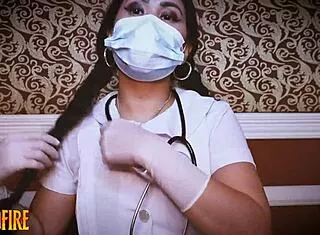 nurse's long latex gloves hide intriguing medical secrets