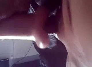 guy strokes his small cock solo tugging session