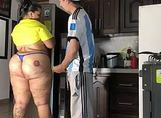 argentino roughly fucks fat colombian bbw kitchen doggystyle