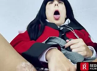 cosplay yumeko jabami fists her ass with vibrating sex machine