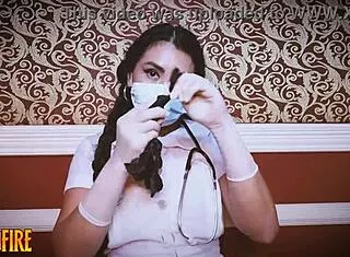 nurse's long latex gloves hide intriguing medical secrets