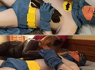 Granny catwoman deepthroats batman's cock in cosplay pov