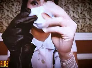 nurse's long latex gloves hide intriguing medical secrets