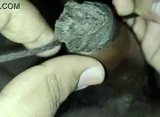 foreskin tied tight rod shoved deep into throbbing peehole