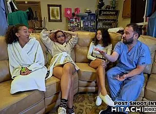 Guinea pig Aria Nicole faces nurses' relentless Hitachi orgasms