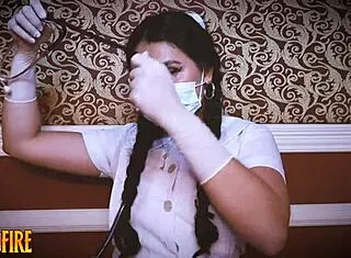 nurse's long latex gloves hide intriguing medical secrets