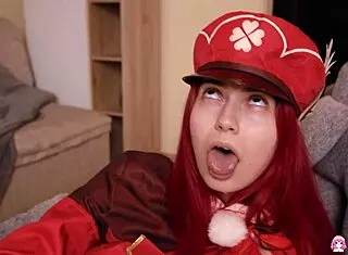 Horny Redhead Toffina Fingers Shaved Pussy With Purple Toy
